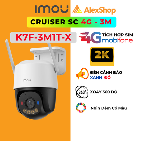 [3M] Camera Tích Hợp Sim Mobifone Imou Cruiser SC 4G IPC-K7F-3M1T-X 3MP Tích Hợp Sim