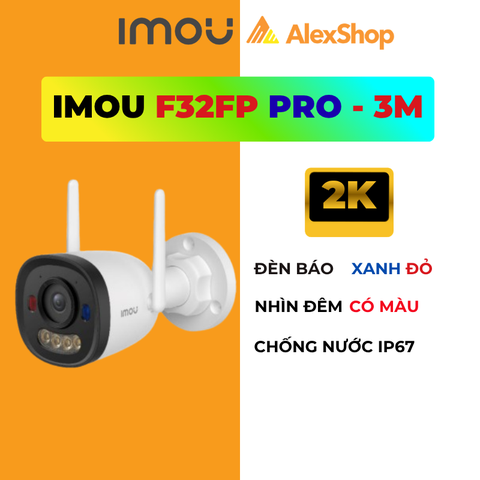 [3M] Camera Wifi Imou F32FP PRO Chớp Xanh Đỏ,Cố Định Ngoài Trời, Góc Rộng, Có Màu Ban Đêm_IPC-F32FP-PRO