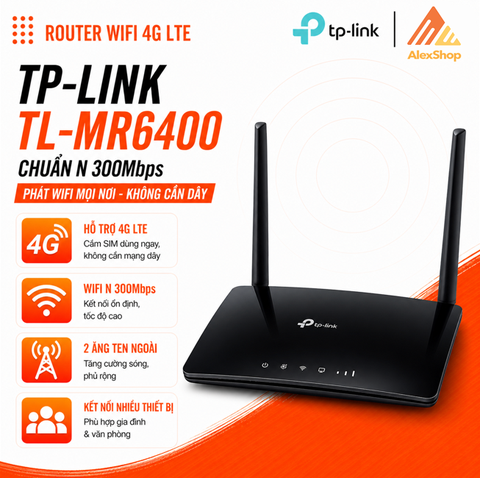 [300 Mbps]TL-MR6400 Router Wi-Fi 4G LTE Chuẩn N 300 Mbps
