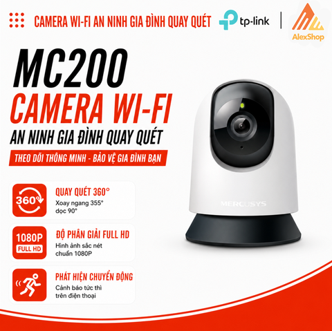 [2M] Camera Mercusys MC200, Camera Trong Nhà Xoay, Đàm Thoại 2 Chiều