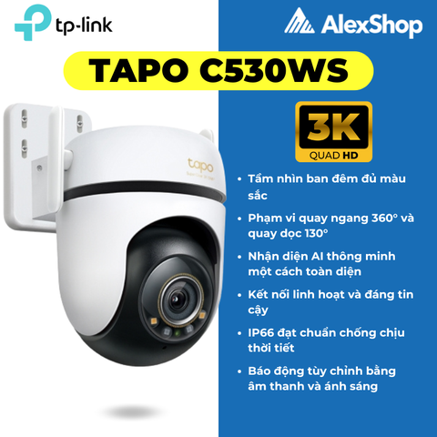 [5M] Camera AI Tapo C530WS, Ngoài Trời Quay Quét, Phân Giải Cao TP-Link