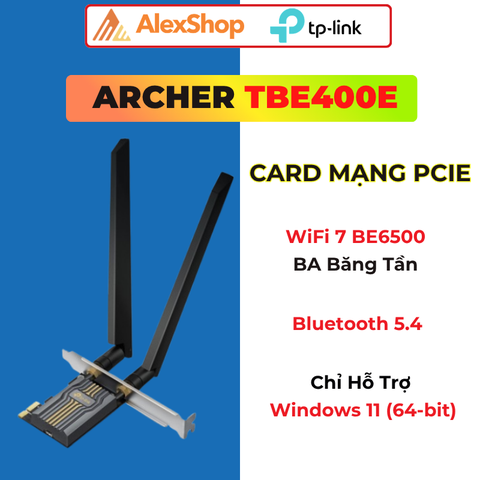 [BE6500 ]TP-Link Archer TBE400E Card Mạng PCIe Wi-Fi 7, Bluetooth 5.4