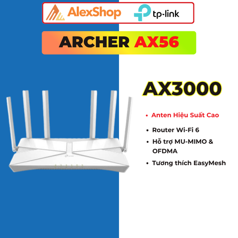 [AX3000 - Màu Trắng]TP-Link Archer AX56 Router Wi-Fi 6 Gigabit AX3000