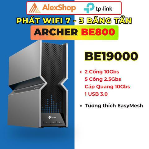 [BE19000] Acher BE800 Phát Wi-Fi 7 Gaming Ba Băng Tần, 2 Cổng 10G