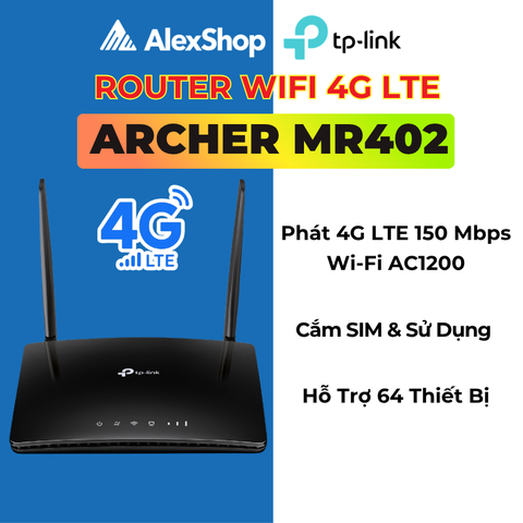 [1200 Mbps]Archer MR402 Router Wi-Fi Băng Tần Kép 4G LTE AC1200