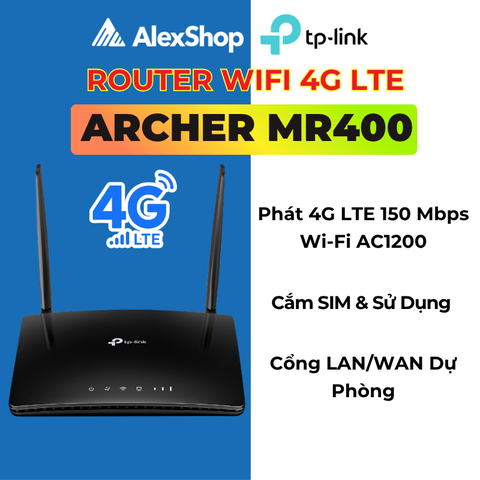 [1200 Mbps]Archer MR400 Router Wi-Fi Băng Tần Kép 4G LTE AC1200