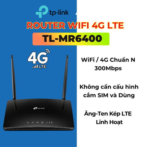 [300 Mbps]TL-MR6400 Router Wi-Fi 4G LTE Chuẩn N 300 Mbps