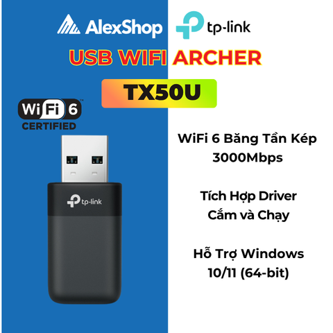 [AX3000]TP-Link Archer TX50U USB Wi-Fi 6 Băng tần kép AX3000