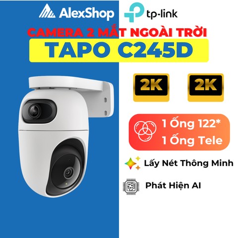 [6M] Camera 2 Mắt Wifi Tapo C245D, Trong Nhà Quay Quét, Màu Nhìn Đêm, Ai Thông Minh_TP-Link