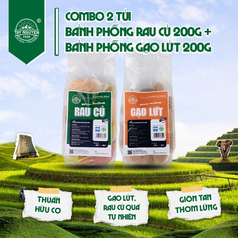 Combo Bánh phồng rau củ và Bánh phồng gạo lứt loại 200g