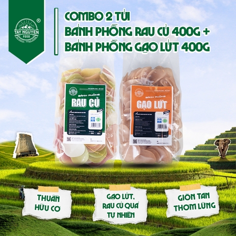 Combo Bánh phồng rau củ và Bánh phồng gạo lứt loại 400g
