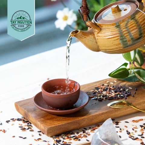 [Tặng Bình Giữ Nhiệt] Combo 2 Trà gạo lứt, 2 Granola Dưỡng nhan, 2 Nui ống gạo lứt, 2 Nui ống rau củ và 2 Bún gạo lứt đỏ