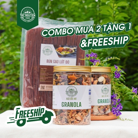 Combo Mua 2 Granola Kèm 1 Bún gạo lứt đỏ & Freeship
