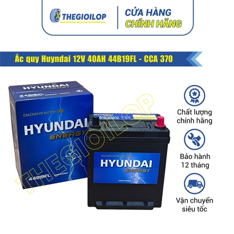 Bình ắc quy Huyndai 12V 40AH 44B19FL - CCA 370 - Dùng cho KIA Morning, i10, Xe tải 5 tạ - Thegioilop.VN