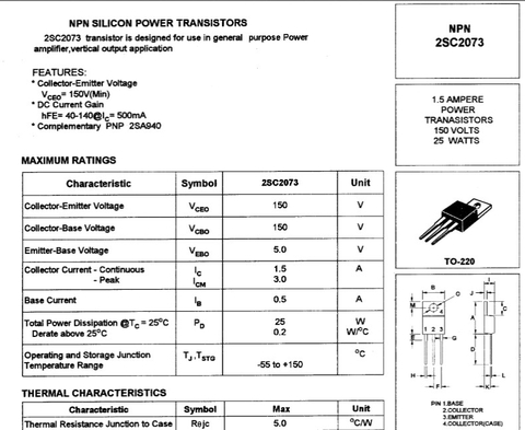 Cặp sò đệm A940 C2073 150V 25W 1.5A tháo máy chân dài đẹp