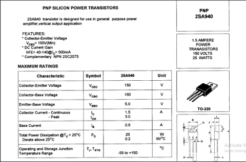 Cặp sò đệm A940 C2073 150V 25W 1.5A tháo máy chân dài đẹp