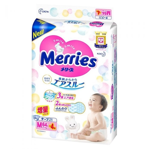 Bỉm tã Merries dán nội địa NhậtM64+4 (6 - 11kg)