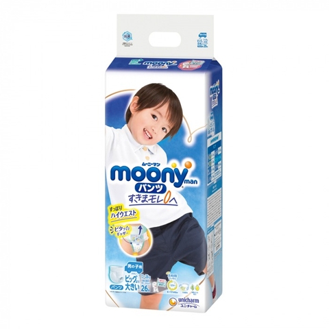 Bỉm - Tã quần Moony nội địa bé trai size XXL 26 miếng (13 - 28kg)