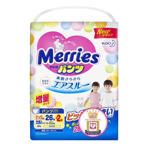 Bỉm Merries tã quần nội địa Nhật size XXL26+2 (15-28kg)