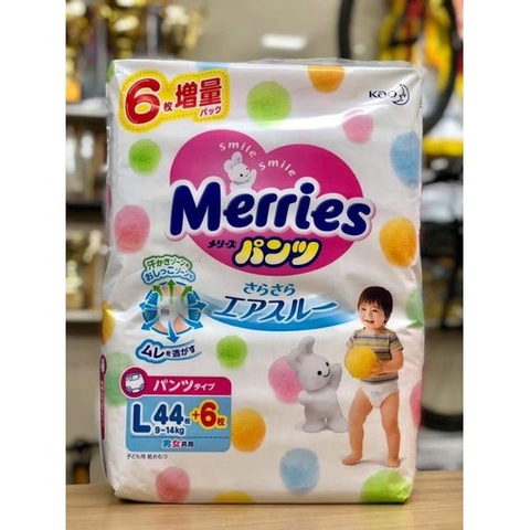 Bỉm Merries tã quần nội địa Nhật size L44+6 (9-14kg)