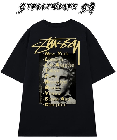 Áo thun Basic Stüssy Black Statue Pig Dyed Tee - Streetwears SG - STU-16