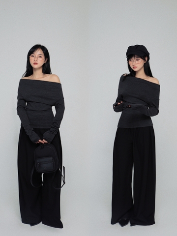 Seleen, Áo len mỏng co dãn tay dài vai ngang, WT0109