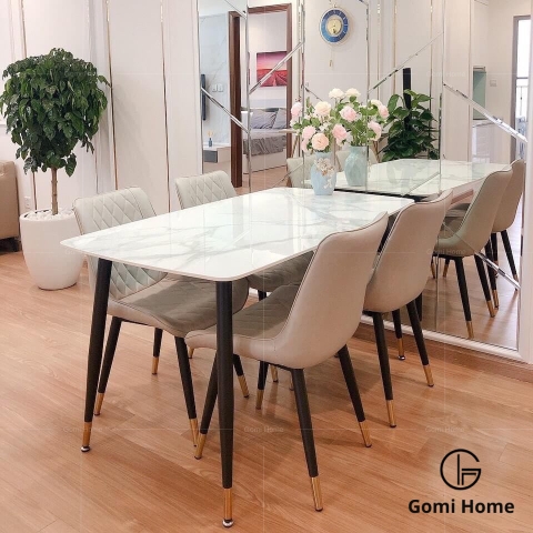Bộ Bàn Ăn Chân Côn + 4 ghế Loft Sọc