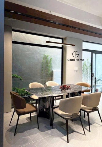 Bộ Bàn Ăn Chân Đối Ngang ( Đá Siêu Tinh Thể )