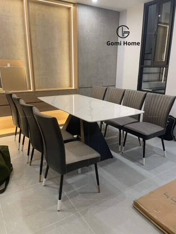 Bộ Bàn Ăn Chân A + 8 Ghế King