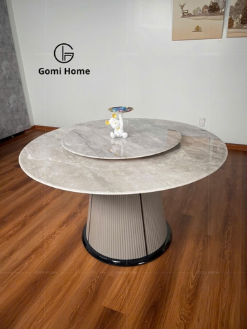 Bàn Ăn Tròn O Kem Sữa ( Đá Siêu Tinh Thể  )