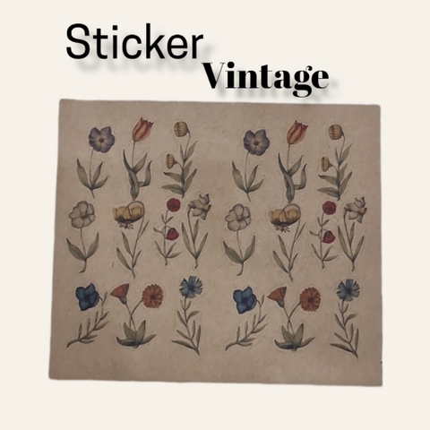 Sticker hoa lá màu retro