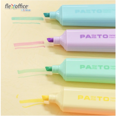 Bút dạ quang màu Pastel Thiên Long Flexoffice Pazto FO-HL009/VN - Rửa được - Không để lại vết khi Photocopy