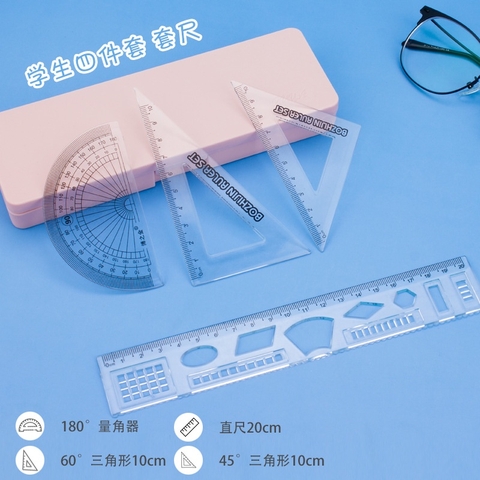 Bộ Dụng Cụ Thước Kẻ 4 Cây Tiện Dụng Cho Học Sinh
