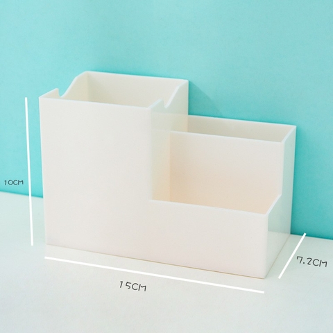 ( KÈM  STICKER ) Ống cắm bút 3 ngăn hình chữ nhật 10*15*7.4cm