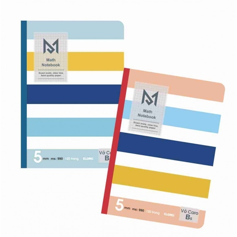 Vở may dán gáy giấy Caro B5 120 trang 70GSM ; MS: 990