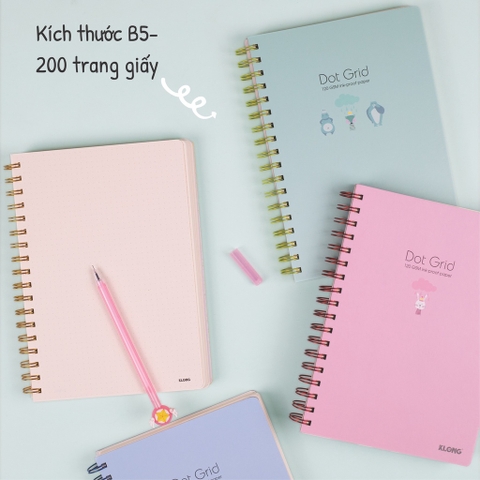 Sổ lò xo kép ruột chấm Dot Grid B5- - 200 trang