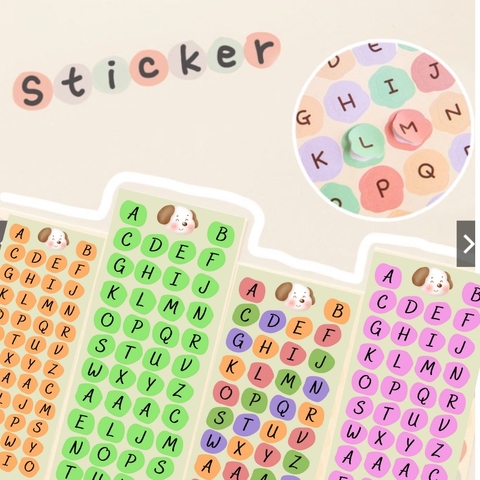 Sticker chữ cái alphabet dùng decor top loader, Miếng dán trang trí sổ lưu niệm