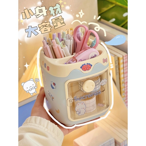 Ống cắm bút/ hộp đựng bút mũi heo để bàn dễ thương tiện dụng