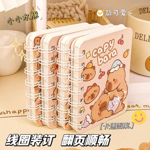 Sổ tay lò xo A7 Hình Capybara kích thước 82x105mm  HXGS sổ tay mini A7