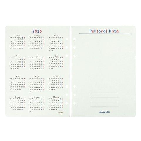 Ruột sổ kế hoạch Paper Planner kẹp còng A5 96 trang 120/76; MS: 963