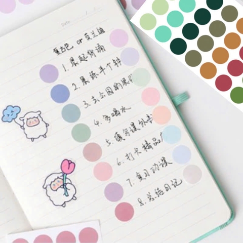 Sticker hình tròn dán trang trí, nhãn dán dot dán Bullet journal, Postcard , Dán ảnh note