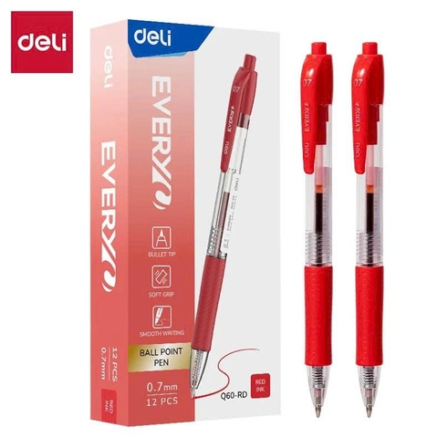 Bút bi bấm Deli EQ60 ngòi 0.7mm có đệm tay viết mượt, cầm êm, thiết kế thanh lịch
