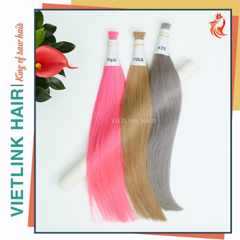 VIETNAMESE STRAIGHT BULK HAIR | #18A #70 #PINK COLOR