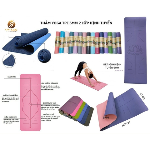 Thảm Yoga Tpe 6MM 2 lớp định tuyến