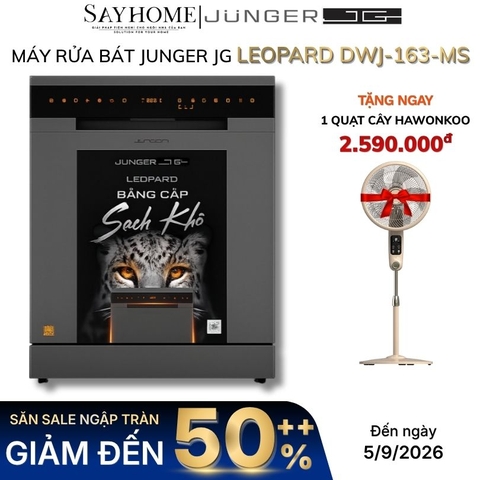 Máy rửa bát JUNGER JG Leopard DWJ-163-MS 15 bộ đồ ăn Châu Âu - Hàng chính hãng