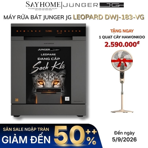 Máy rửa bát JUNGER JG Leopard DWJ-183-VG 15 bộ đồ ăn Châu Âu - Hàng chính hãng
