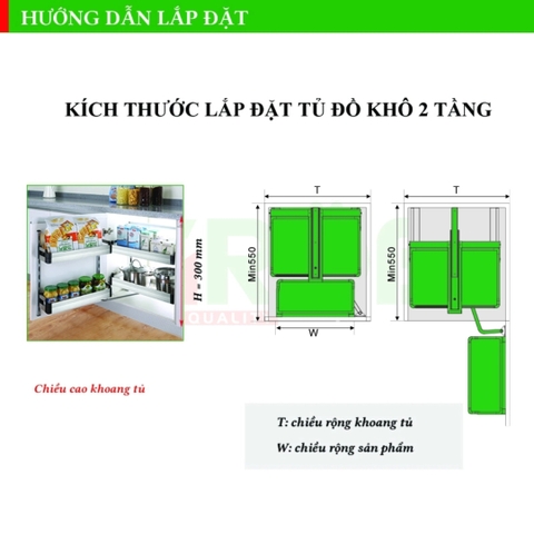 Tủ đồ khô GROB GH-245/260 2 tầng inox hộp - Hàng chính hãng GROB