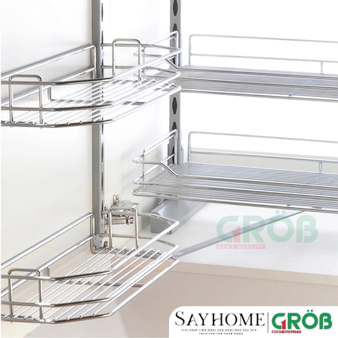 Tủ đồ khô GROB UB-245/260/445S/460S/660S/645S 2-4-6 tầng inox mạ Crom, nan tròn - Hàng chính hãng GROB