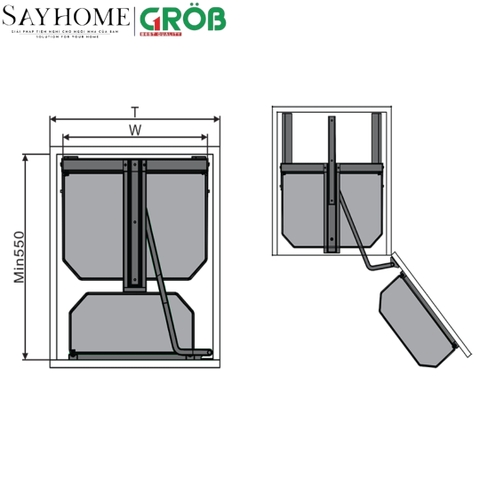 Tủ đồ khô GROB GH- 445, GH- 460 4 tầng đa năng inox hộp - Hàng chính hãng GROB