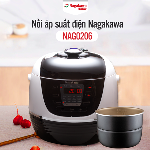Nồi Áp Suất Nagakawa NAG0206 Điện Tử (6.0 Lít) - Hàng Chính Hãng